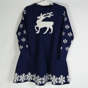 Girls LongSleeve Sweater Dress Blue White Size 3/4